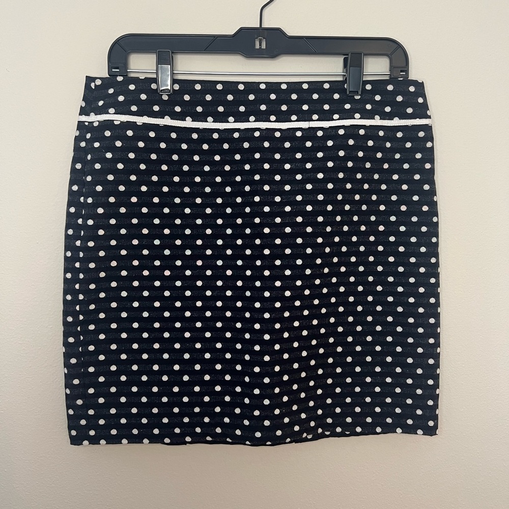 Vintage 90s Y2K Max Studio jacquard black and white polka dot striped mini skirt
